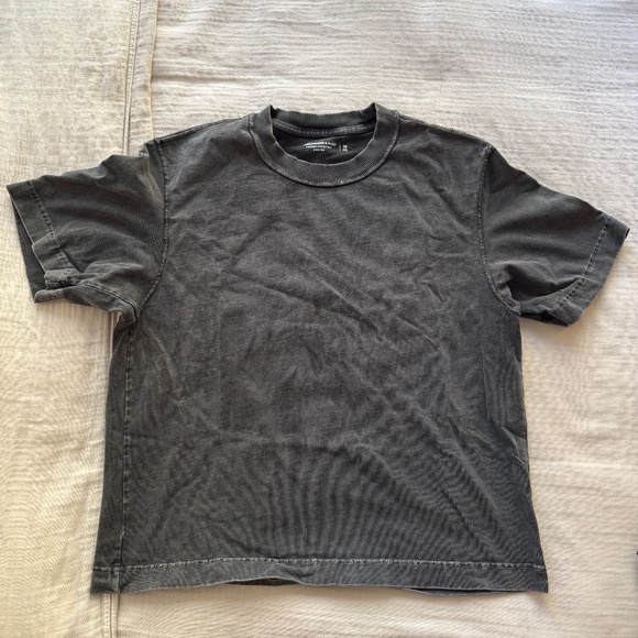 Abercrombie Heavy Weight Cropped T Shirt Tee Garment Dyed Mens Size XS Grey - Picture 1 of 1